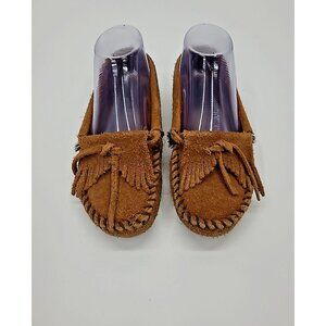 Minnetonka Moccasins Brown Leather Women's Size 5 Fringe Slip On